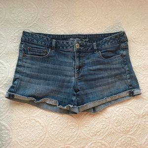American Eagle Mid-Rise Midi Denim Shorts